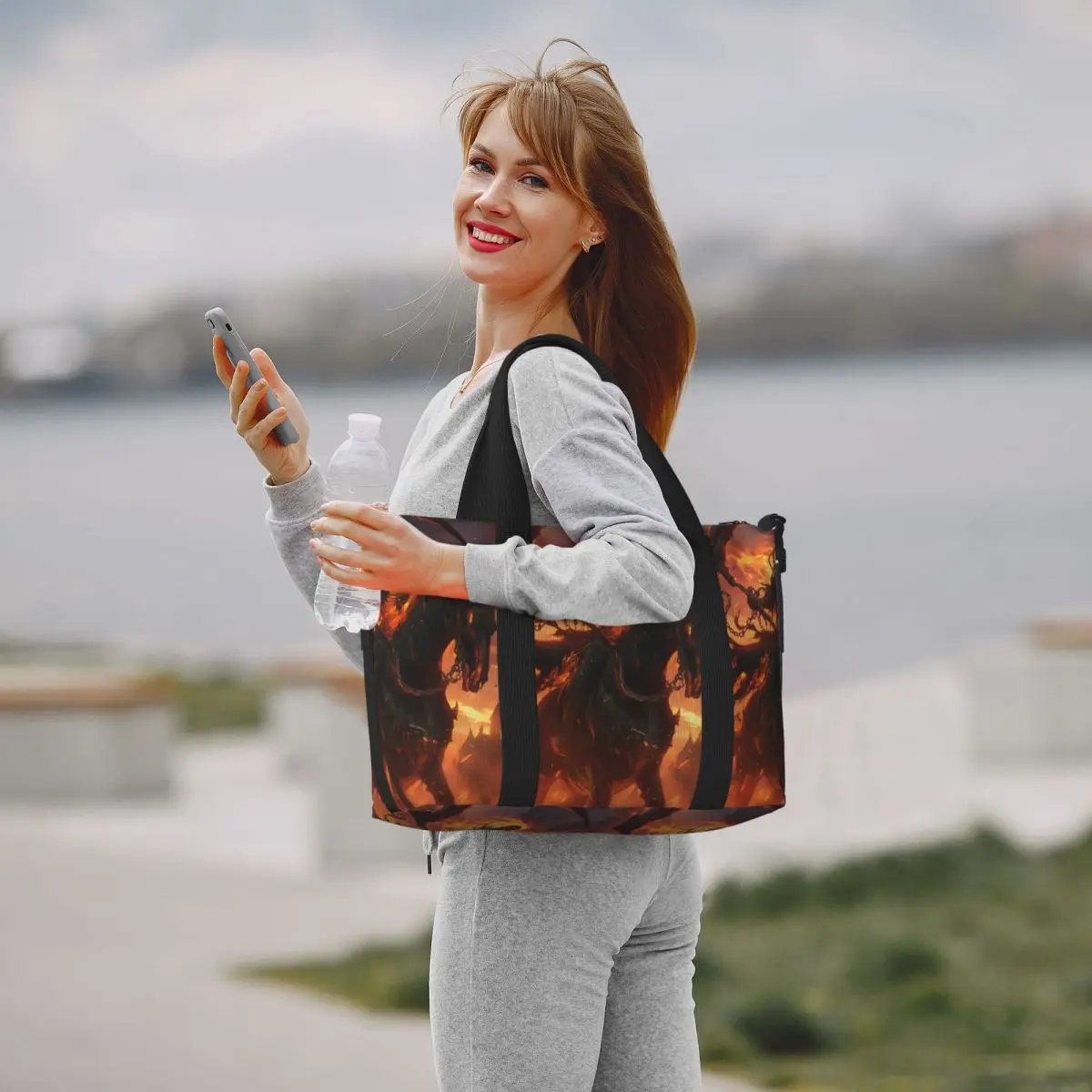Custom Large Rider Drawing Tote Bag Women Ghost Rider Shopper Shoulder Gym Beach Travel Bag
