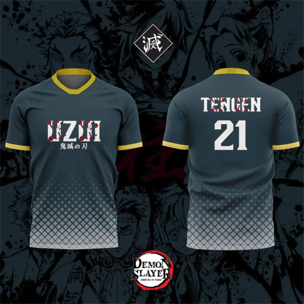 

2025 New TENGEN Demon Slayer Print Jersey Men Women Summer Casual Fashion Anime 3D Printed Short Sleeved Role-playing Clothing