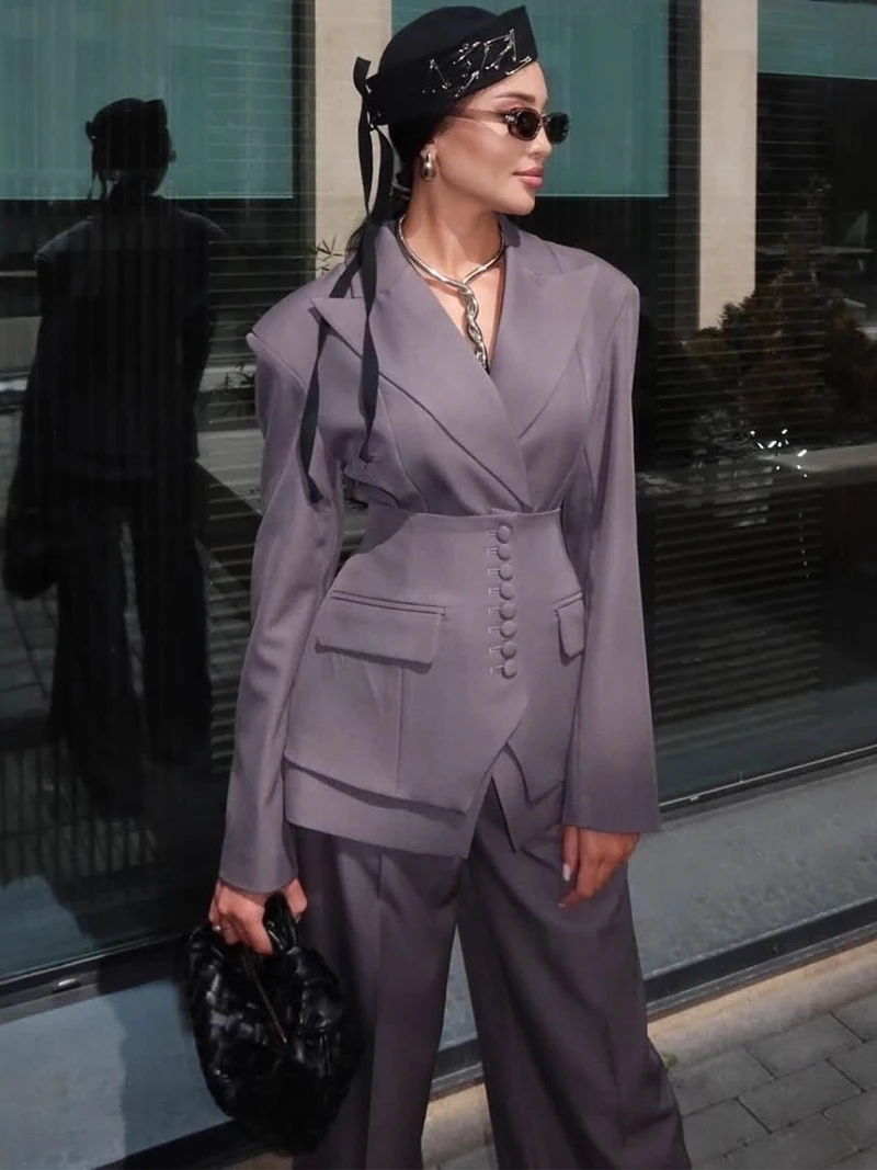 

2026 Women Fashion 3 Piece Suit Long Sleeve Waistband Blazer Jacket and Casual Trouser Spring Autumn Suit Office Lady Outfit