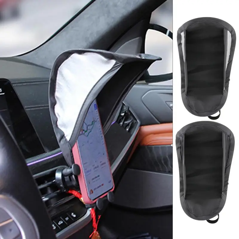 Cell Phone Sun Visor Glare Blocking Phone Stand Sun Shade Car Phone Heat Isolation Umbrella Auto Interior Accessories