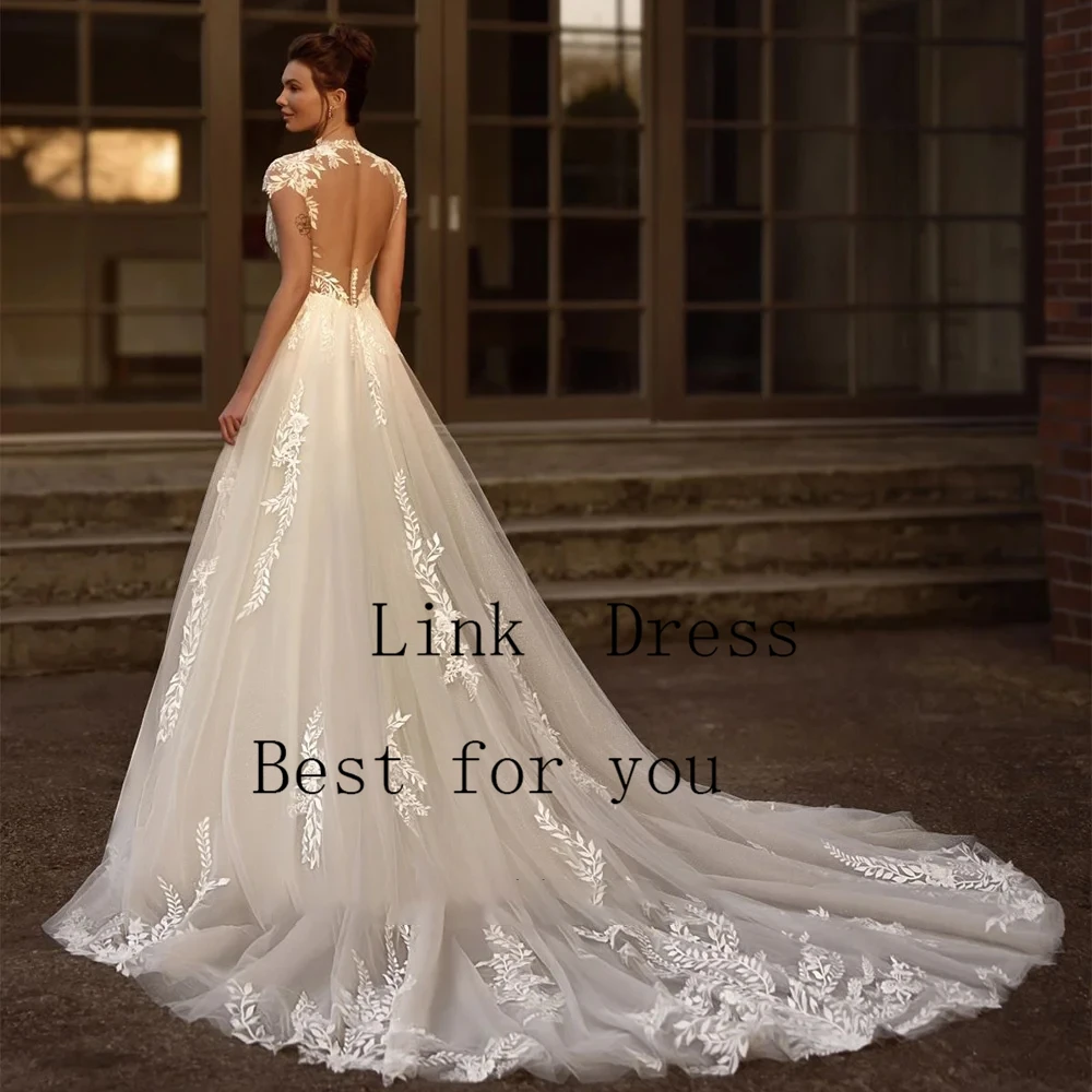 Fashion V Neck Wedding Dresses for Ladies Simple Soft Tulle Bridal Gowns Exquisite Short Sleeve Vestidos De Novia New 2026