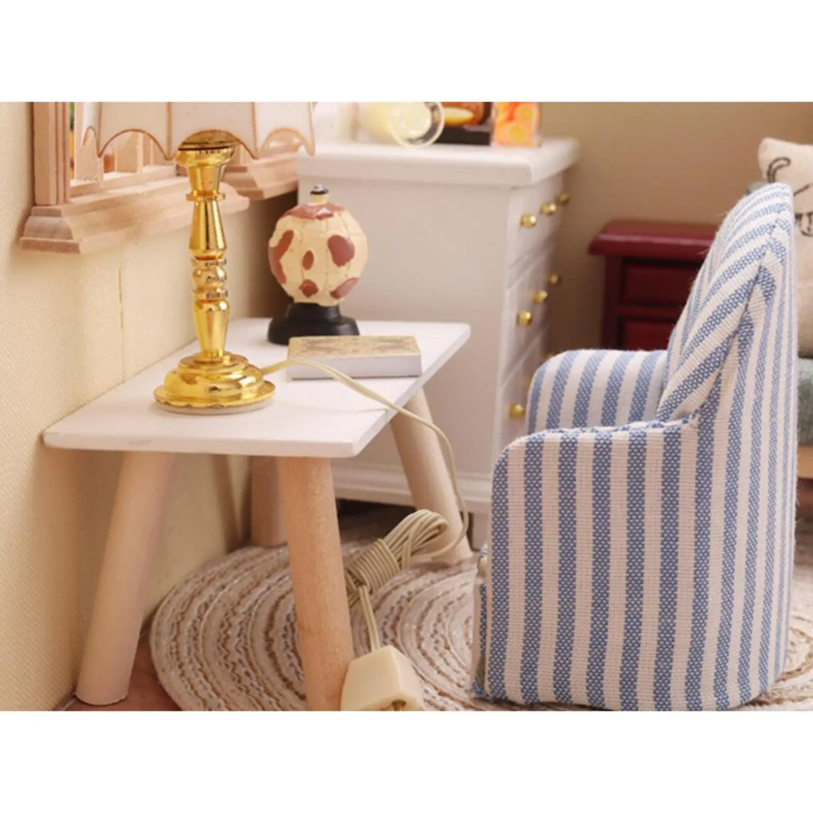 Simple Design Wooden Miniature End Table Desk Handmade Tea Table :12 Scale Dollhouse Living Room Furniture Set