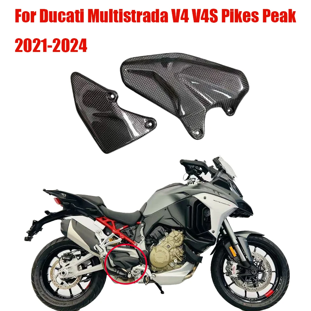 

For DUCATI Multistrada V4 V4S Pikes Peak 2021-2023 2024 Carbon Fiber Heel Guards Protector Foot Plates Motorcycle Fairing Kits