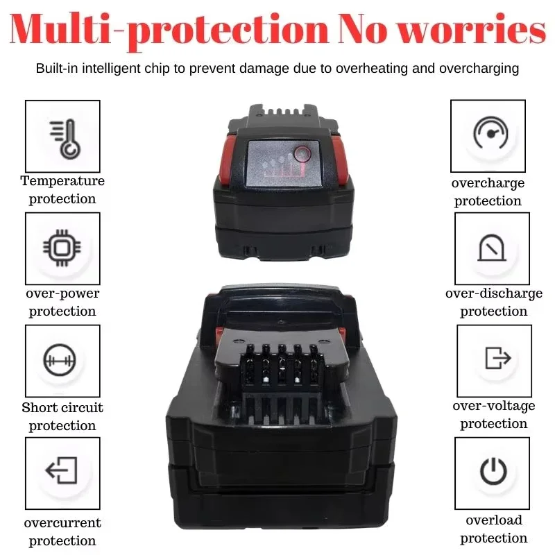 6,0 Ah 9,0 Ah pro baterii Milwaukee M18B5 6 Ah 9 Ah 4811-1850 1815 pro Milwaukee M18 18V lithiová baterie pro nářadí a nabíječka M12-18FC - náhled 3