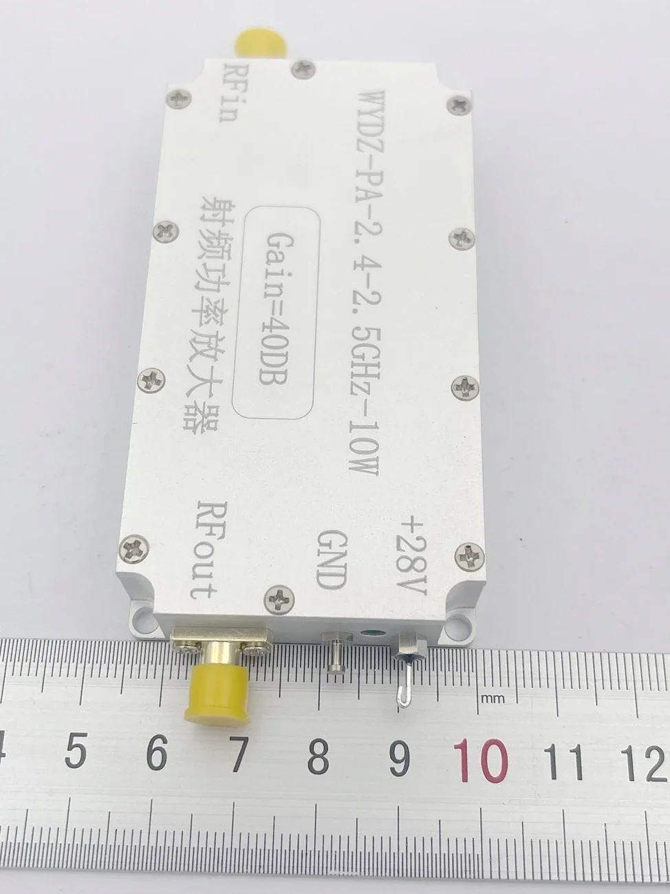 WYDZ-PA-2.4G-10W RF Power Amplifier 2.4GHz Output 10W Gain 40dB with SMA Female Connector & External Heat Sink