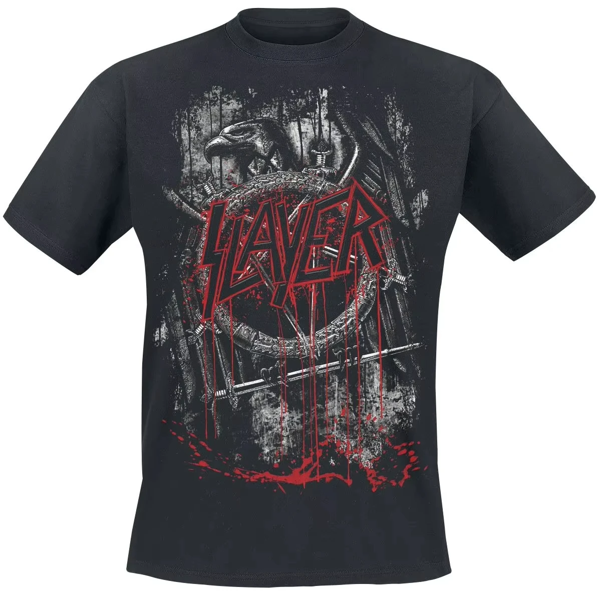 Slayer Skeleton Crossed Swords Print Cotton T-shirt Men Women Thrash Metal Band Unisex Tee