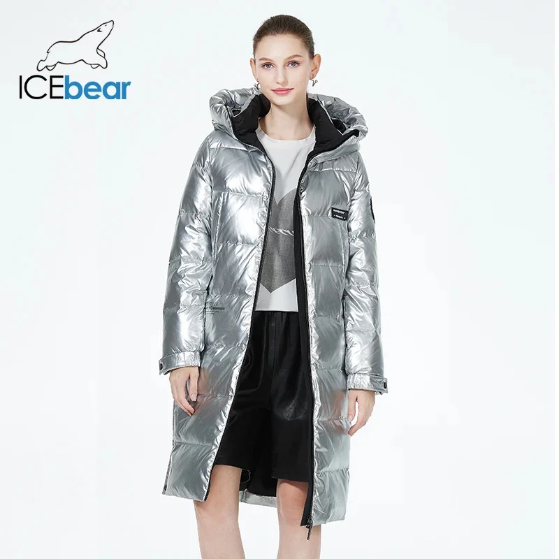 ICEbear 2023 winter new style long down jacket fashionable over the knee winter ladies hooded coat GWY22527D