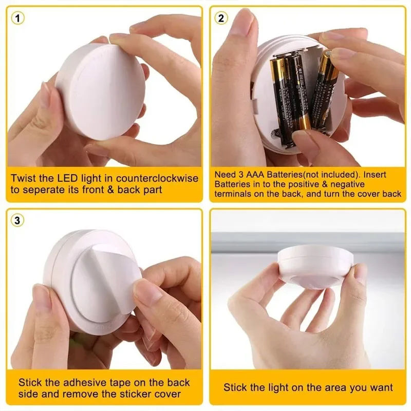 RGB Color Under Cabinet Light Wireless LED Light Remote Control 12 Color Control Dimmable Night Light for Kitchen Closet Counter