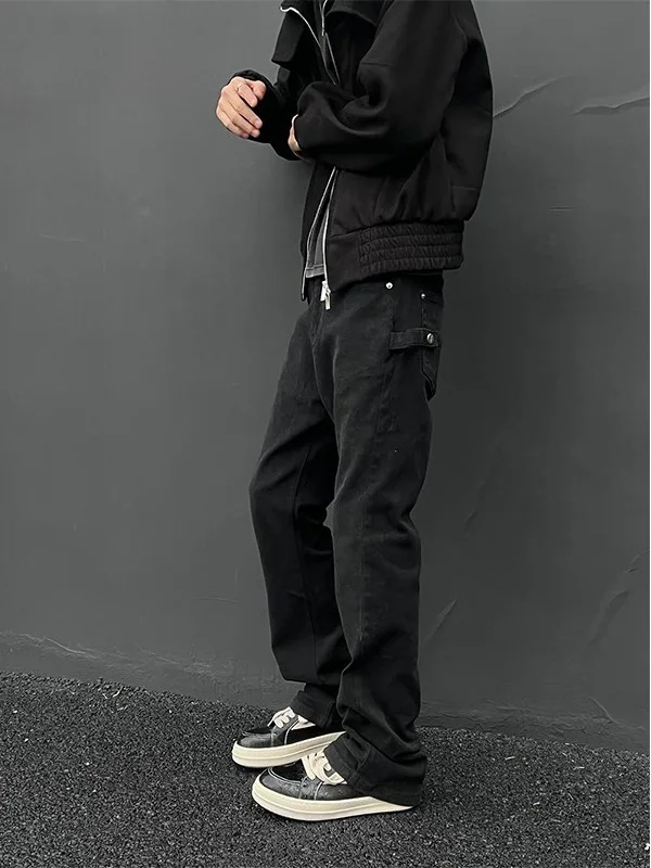 

American High Street fiti Dyeing Jeans Men's Slim Straight Leggings Winter Faion Casual Loose Fit Bootcut Pants