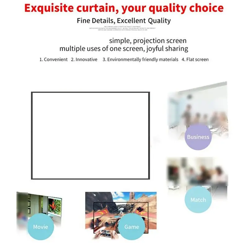 Fashion Portable Projector Screen for Home Theater Outdoor HD White Foldable Anti-Crease (84Inch)