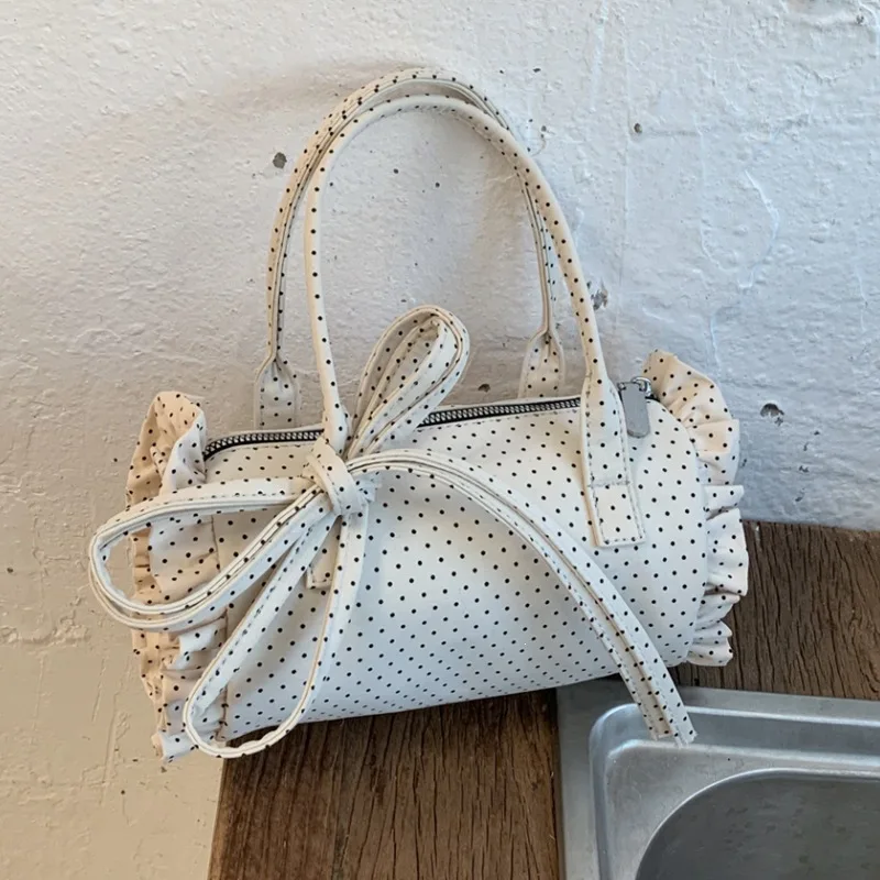 

Korean Style Polka Dot Barrel Bag 2026 Versatile Crossbody Handbag, Fashion Top Handle Cylinder Bag Viral Everyday Shoulder Bag