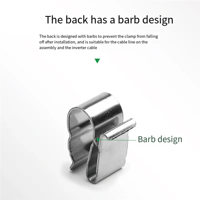 100PCS Photovoltaic Cable Clip Cord Clamp 304 Stainless Steel Solar Cable Clip Solar Panel Cable Clipabgi