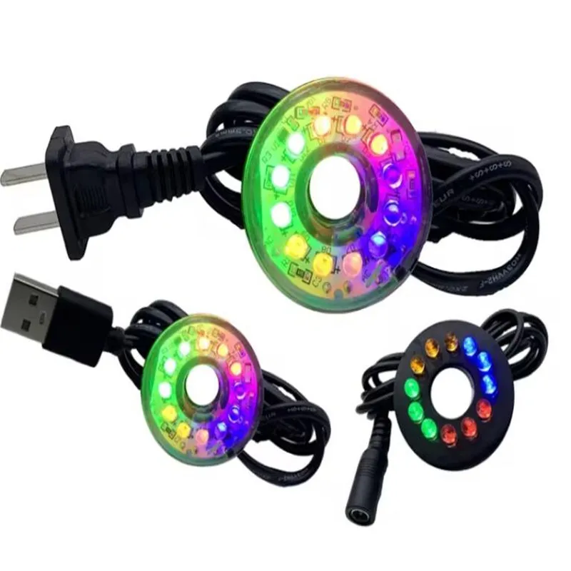 Aquarium Light LED Circle Lights 220V 2.5W with Hole for Underwater Fountain Pump Fish Tank Lighting Swimming Pool Decoration