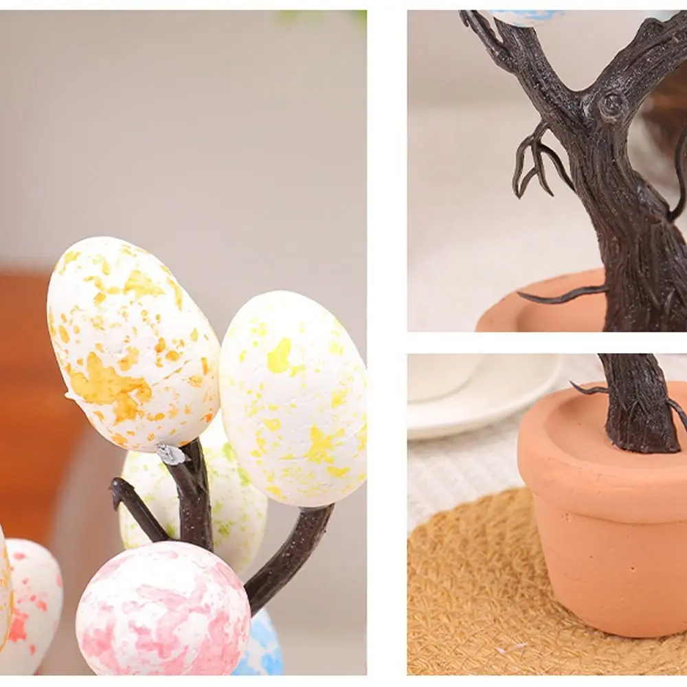 Emouf de Pâques coloré en mousse peint à la main, pot de fleurs d'arbre, artisanat de bricolage, mini ornement d'oeuf de simulation, décorations