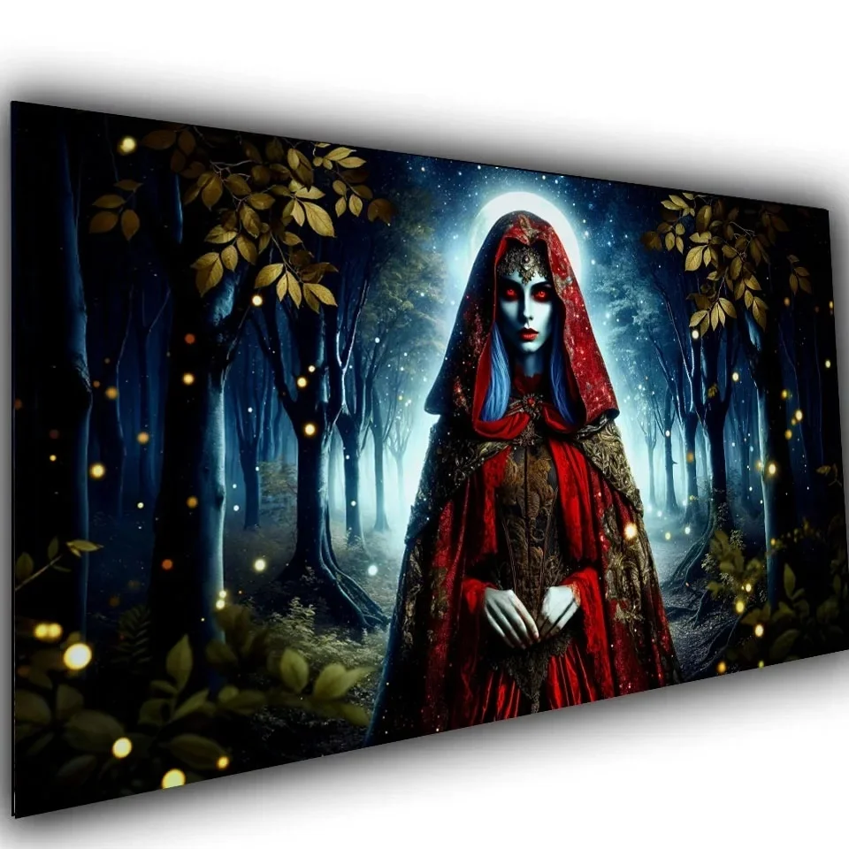 Mystical Gothic Vampire Woman Dark Forest Under Moonlight Diamond Painting Diy Full Square Round Diamond Mosaic Portrait Decor