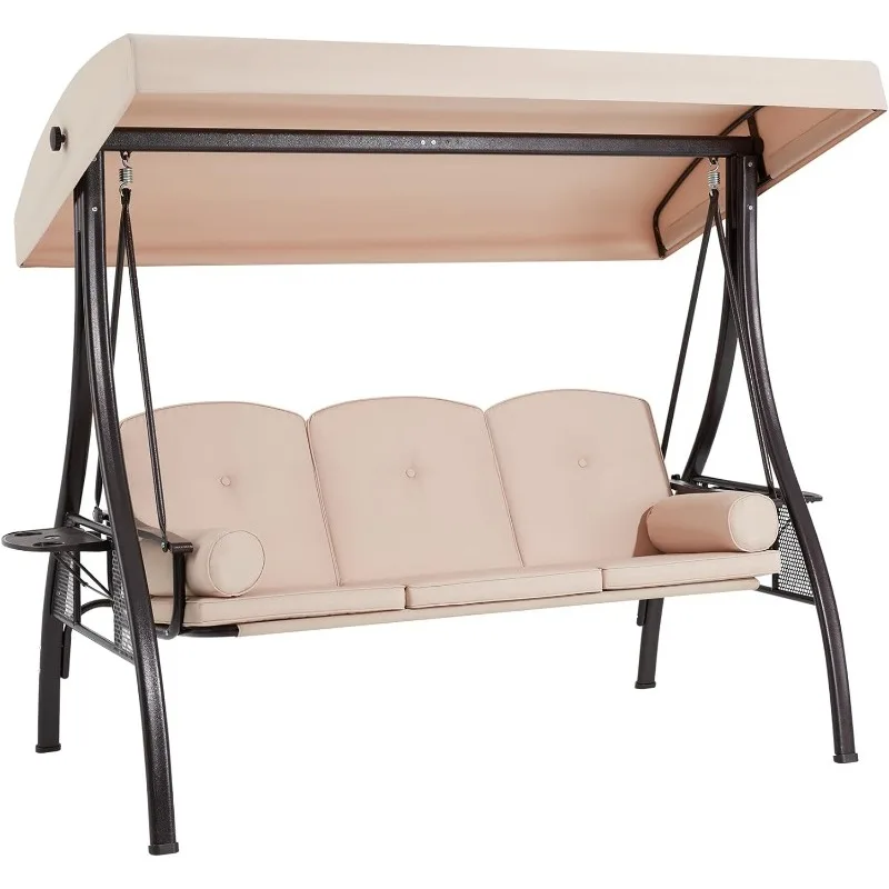 

Outdoor Porch Swing,Adjustable Canopy Porch Swings, Patio Glider Chair with Thicken Cushions,Pillow & Cup Hold