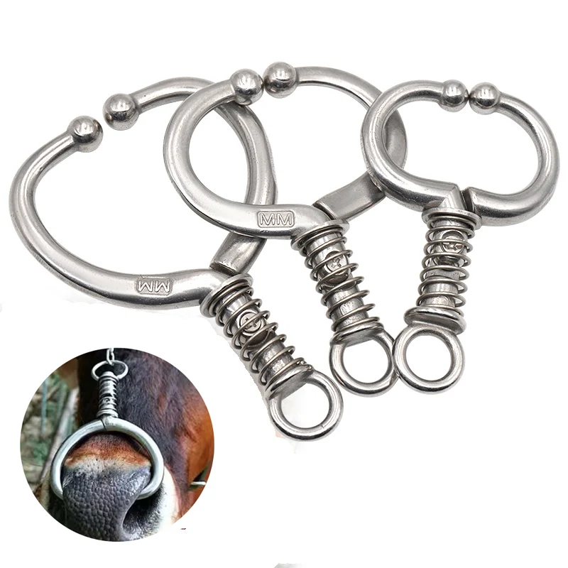 

Farm Animals Stainless Steel Automatic Cow Spring Nose Pliers Cattle Baoding Ware Binding Tool Nose Clamp Traction Cattle Rings