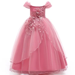 4-14 Years Kids Bridesmaid Dress For Girls Long Lace Wedding Prom Gown Flower Girl Party Dresses Children Formal Evening Clothes