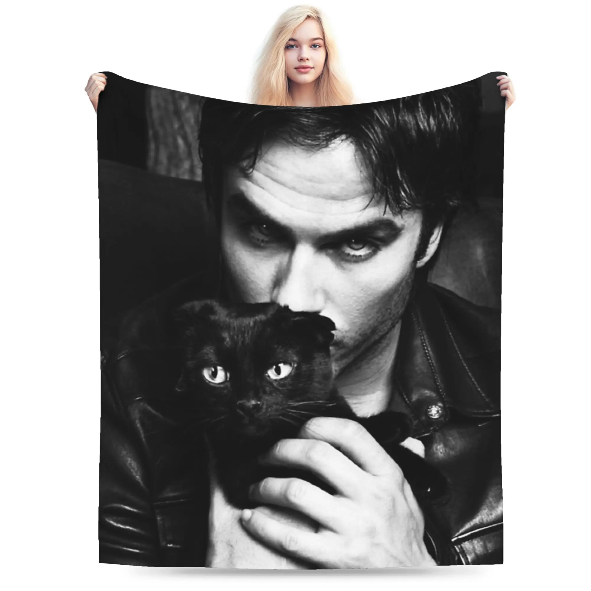 Ian Somerhalder Blanket Coral Fleece Plush  Winter Damon Salvatore Vampire Throw Blanket for Bed Car Quilt