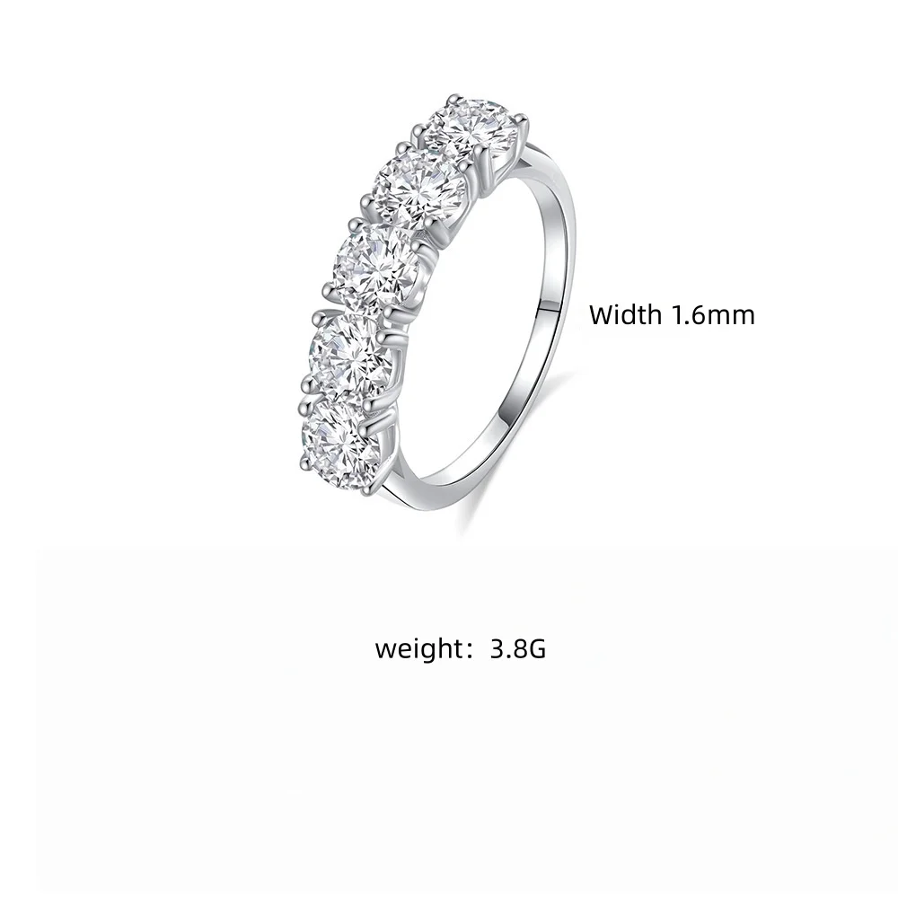 MOVESKI  925 Sterling Silver Moissanite Ring, Five Stone Half Eternity Band, Sparkling  Engagement & Anniversary Ring for Women