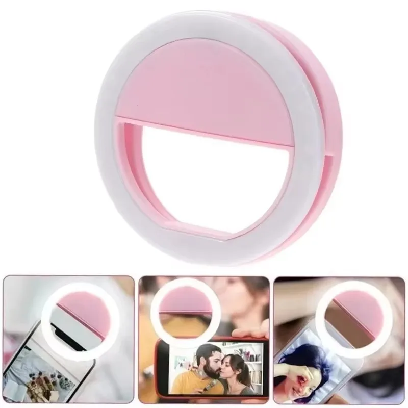 1 unidad de Luz de Relleno LED para Selfie con Anillo, Luz de Relleno de Tres Niveles para Teléfono Móvil, Carga USB, Flash de Belleza Portátil, Luz de Belleza para Fotos y Transmisiones en Vivo