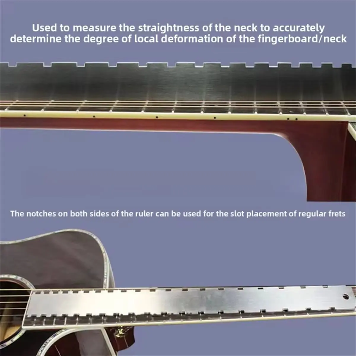 AD12 Guitar Neck Notched Straight String Action Gauge Gauge Double-Sided Groove Measuring Guitar Repair Tool