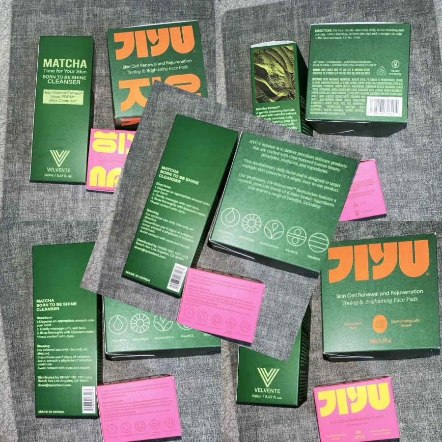 

VELVENTE andamp; JIYU Matcha Cleanser, Face Pads, Anti-Aging Cream Set