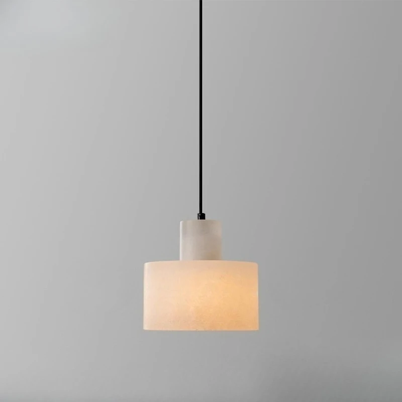Natural Spainsh Marble Pendant Light for Bedroom Bedside Living dining Room Decor LED White Stone copper Single Hanging lamp