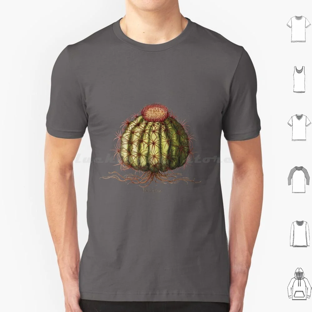 Vintage Cactus Succulent Illustration Print T Shirt Big Size 100% Cotton Vintage Cactus Succulent Needles Cactuar Cacti Short