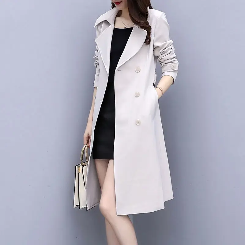 

2023 New Autumn Winter Windbreaker High grade Temperament Candy Color Coat Fashion Slim Korean Suit Over Knee Women Coat