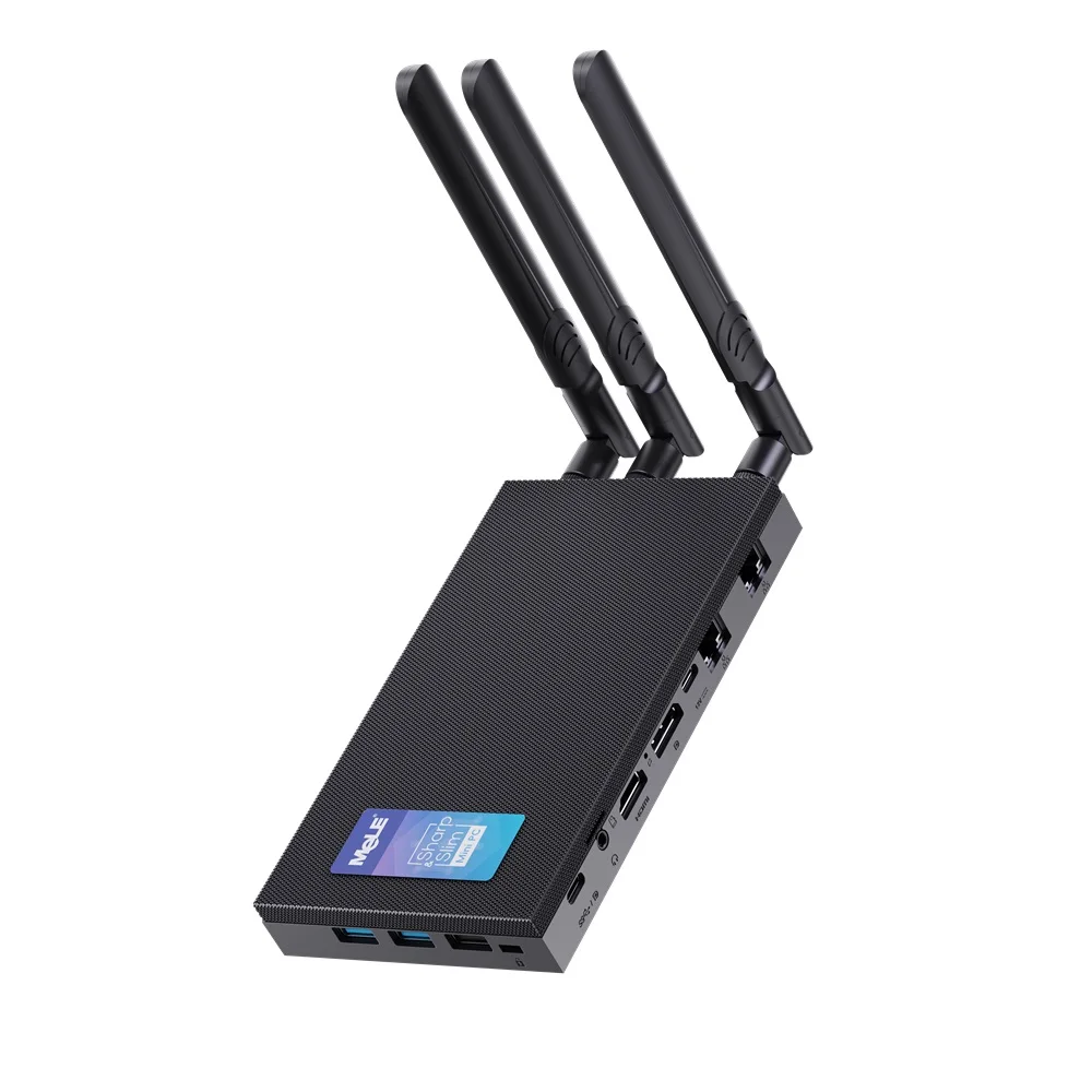 Presal Fanless Mini PC 4G LTE Module 2.5Gb Dual LAN N100 Windows 11 Pro Micro PC USB-C HDMI2.0+DP1.4 Desktop Computers