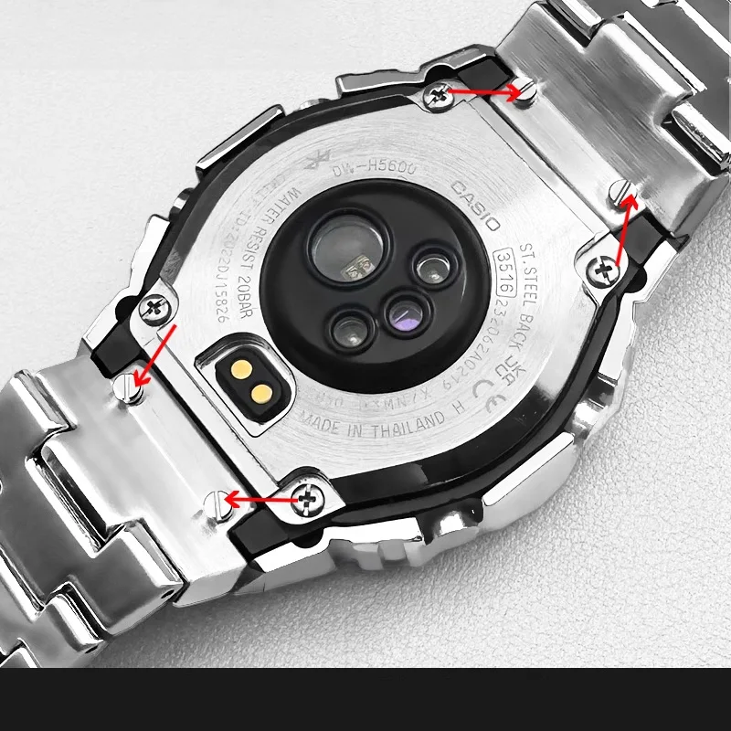 DIY carved style watch strap and case for Casio small square DW-H5600 modified accessories retro carved style trendy men's watch