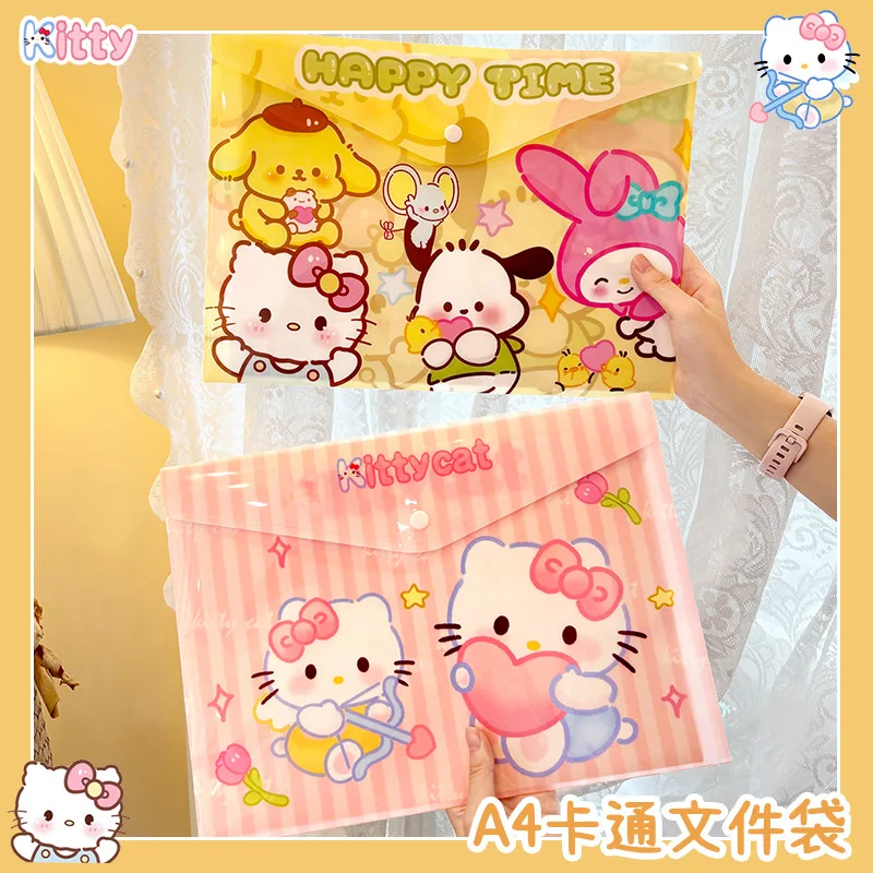

5pcs Sanrio Hello Kitty A4 Document Bag Durable Stylish Students Teachers Perfect for Organizing Files Test Papers Storage Bag