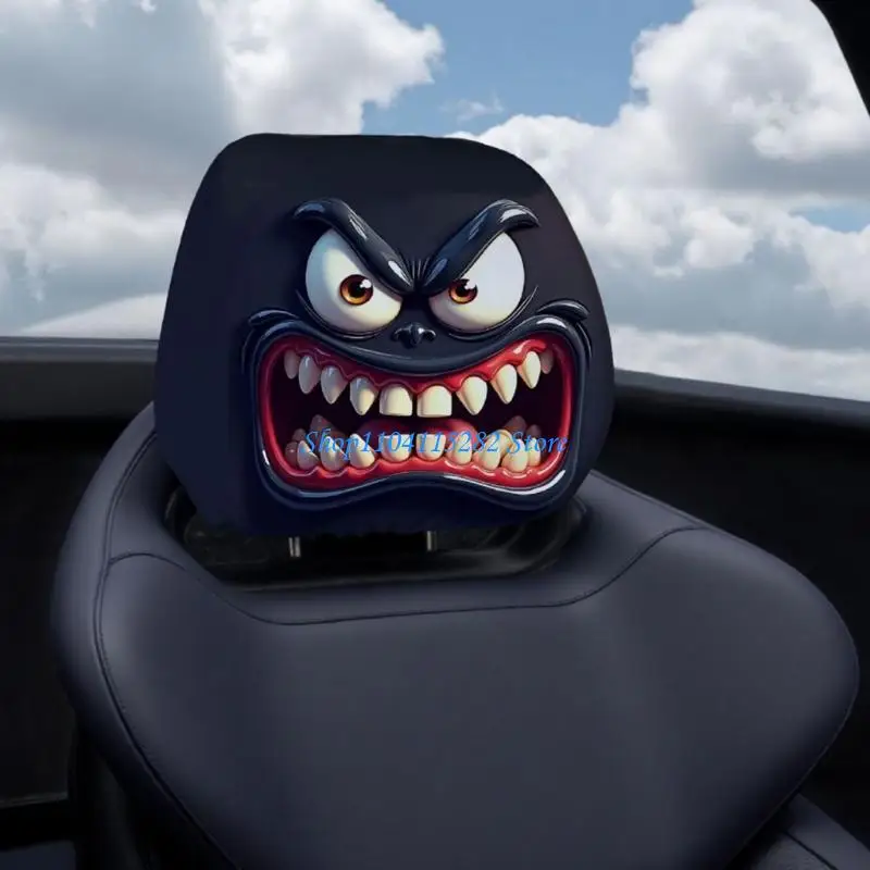

Car Headrest Covers Designed With Bold Halloween Faces Headrest Cover,Stretchy Fabric Humorous Cushion