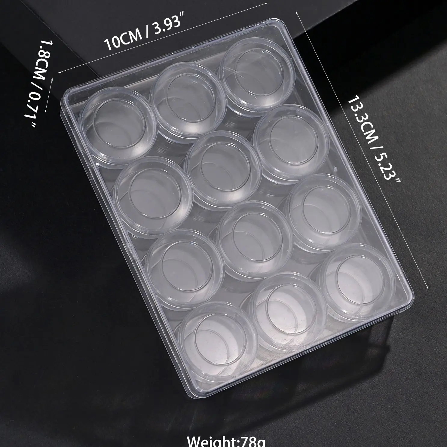 12 Jars Plastic Storage Container Box For Jewelry Beads Round Transparent Clear Transparent Finding Organizer