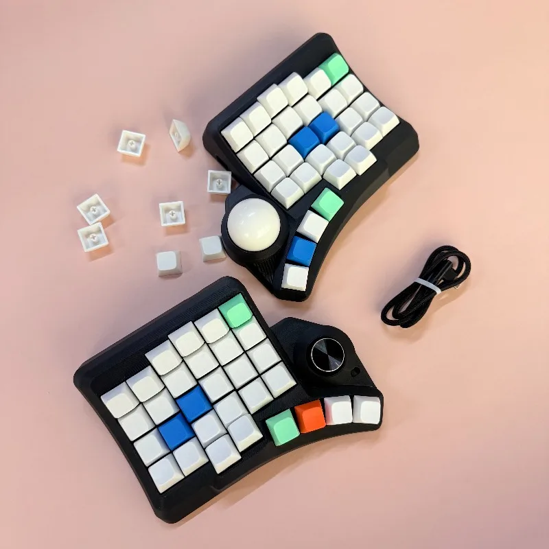 HPD v2 Theme Механическая клавиатура с изогнутым дизайном Проводная горячая замена QMK Трекбол Эргономичные аксессуары для набора текста для офиса/игр