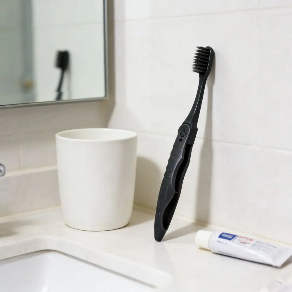 10Pcs Disposable Folding Bamboo Charcoal Toothbrush Foldable Oral Hygiene Travel Tooth Brush Compact Dental Care