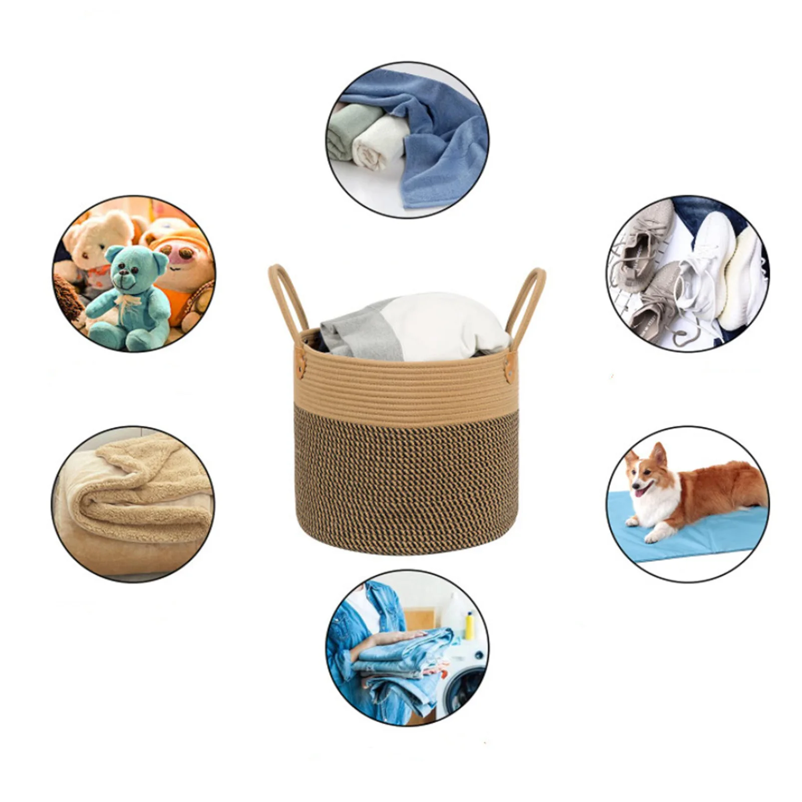 

Большая корзина для хранения из хлопковой пряжи для игрушек, одежды, бытовых принадлежностей, многофункциональный органайзер