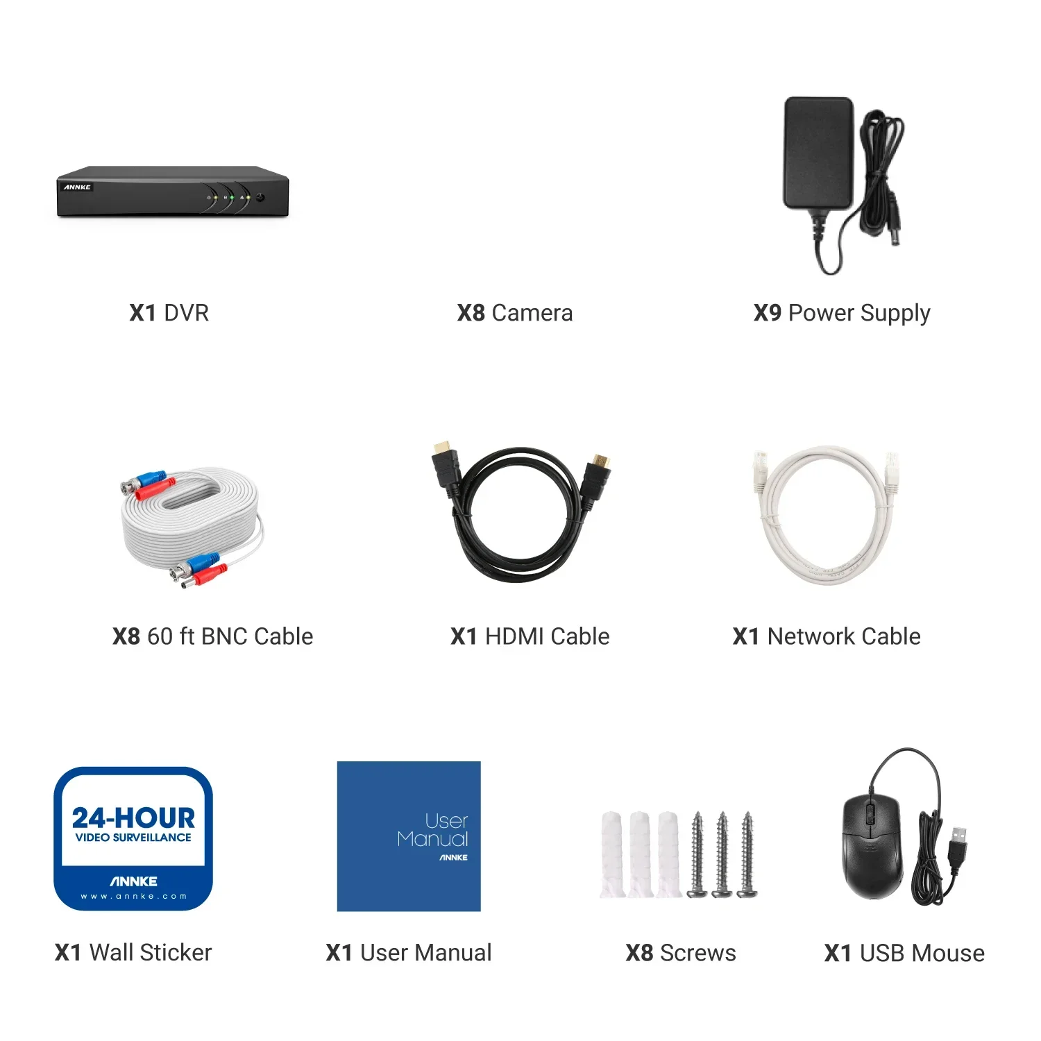 

ANNKE NightChroma 8-Channel 5MP H.265+ DVR Security Camera System With 8pcs 2MP 1080P Outdoor CCTV Cameras