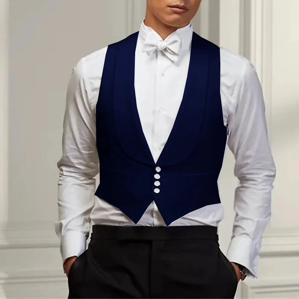 Vest For Men Shawl Collar Slim Fit Style White Male Clothes Top Prom Wedding Groom Tuxedos Vests gilet de costume homme