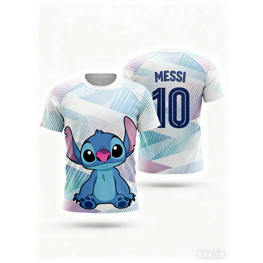 Футбольная майка с мультяшным рисунком Disney Stitch, летняя спортивная футболка с 3D принтом, быстросохнущая мужская футболка, детская одежда, футболка Y2k, женская