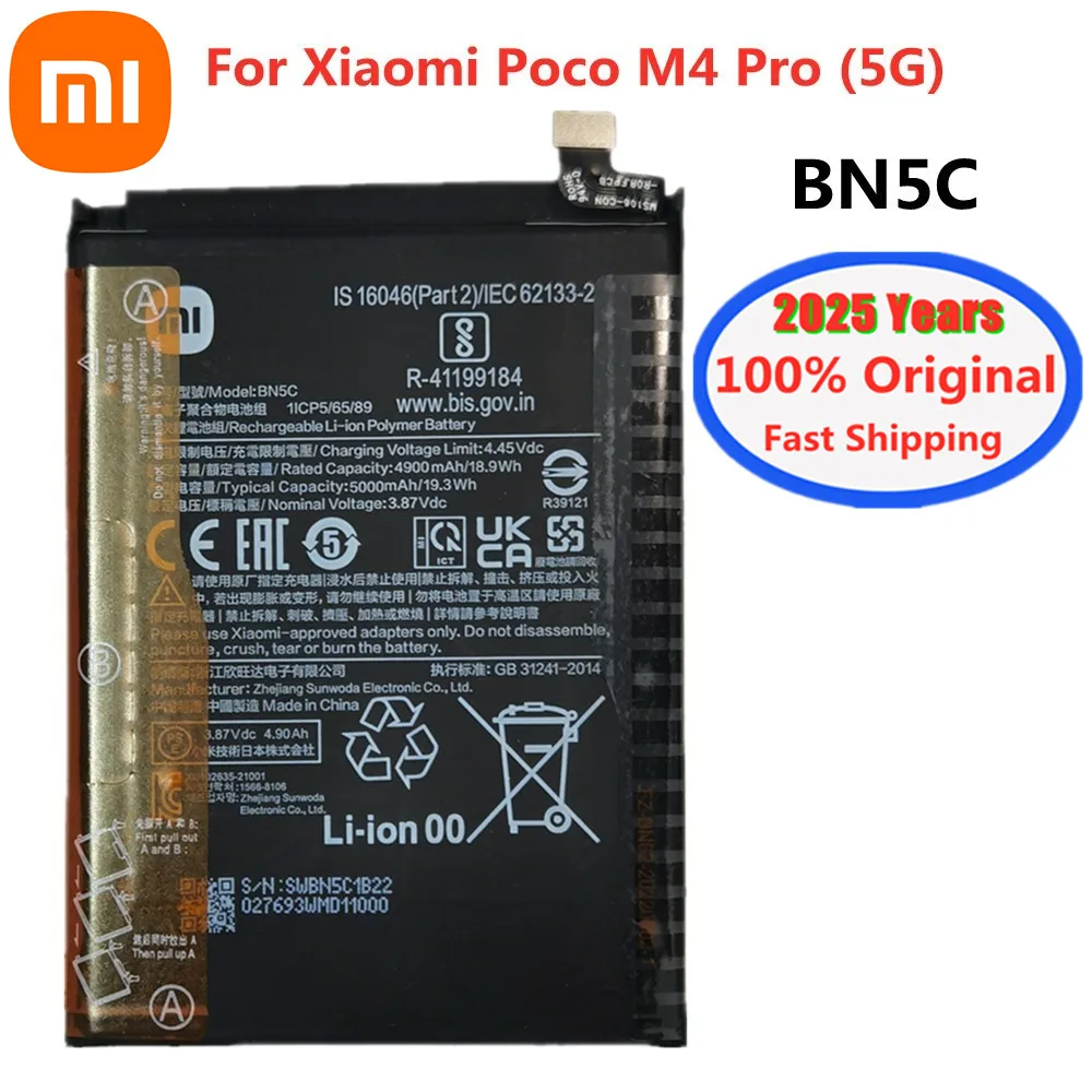 Xiao mi BN5C Original Battery For Xiaomi Poco M4 Pro 5G M4Pro High Qulity Replacement Phone Battery Bateria Fast Deliver + Tools