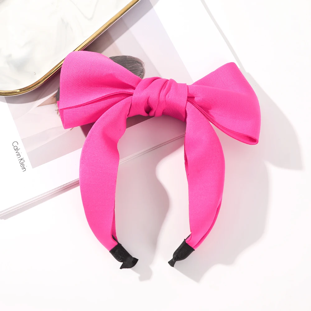 Haimeikang Bow Rose Pink Headbands Hair Hoop For Women Wide Hair Band Bezel For Girls Fashion Bezel Hair Accessories Headwear