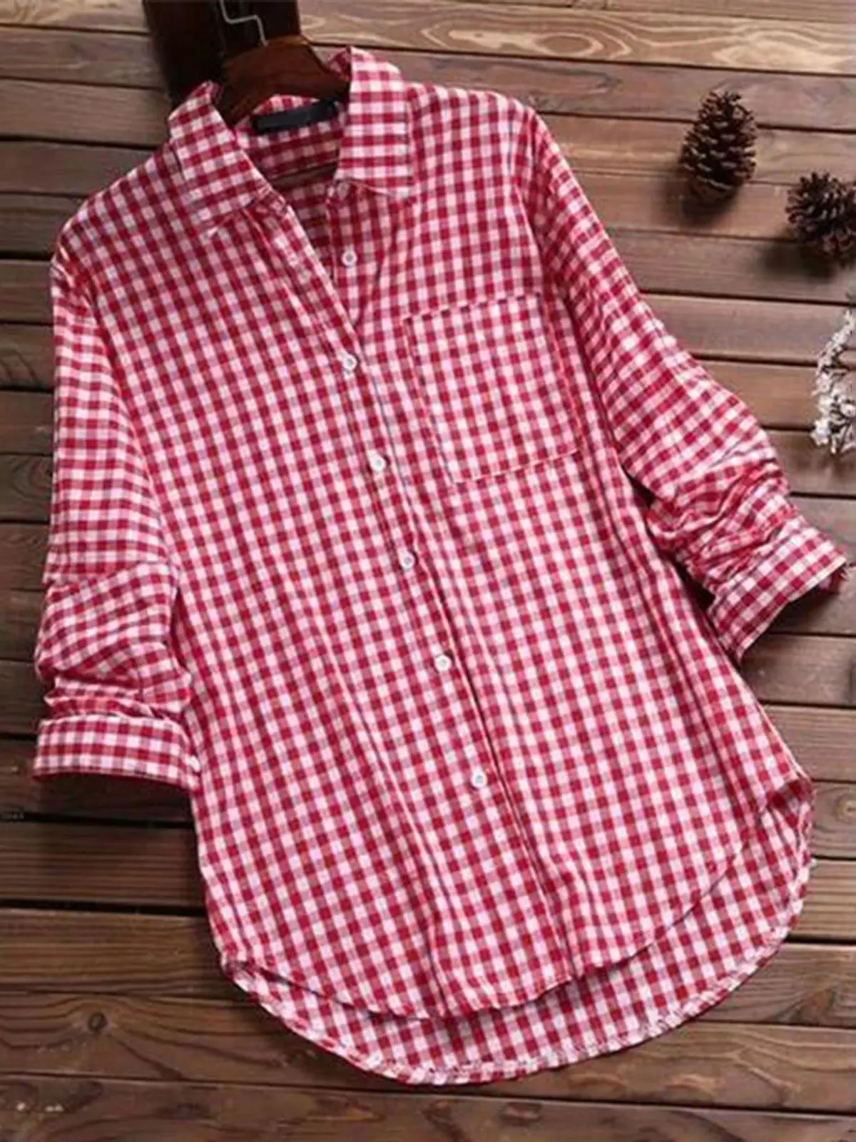 Women's Plaid Lapel Long Sve Retro irt Loose Fit Polyester Fiber Regular Sve Length Cheered Pattern Open Cardigan