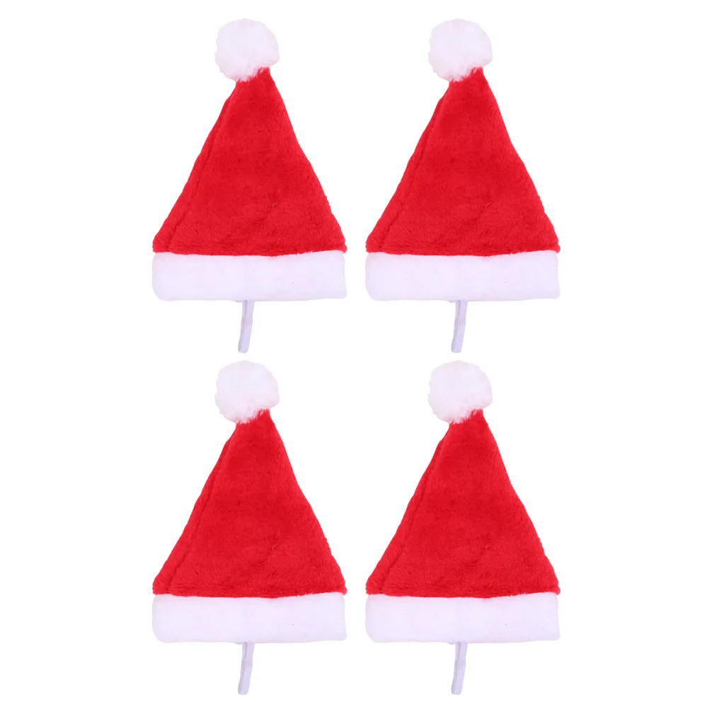 

4Pcs Dog Christmas Hat Pet Xmas Hats Elastic Caps Bright Color Cute Design Photo Party Accessories Dog Wear Pet Outfit Holiday