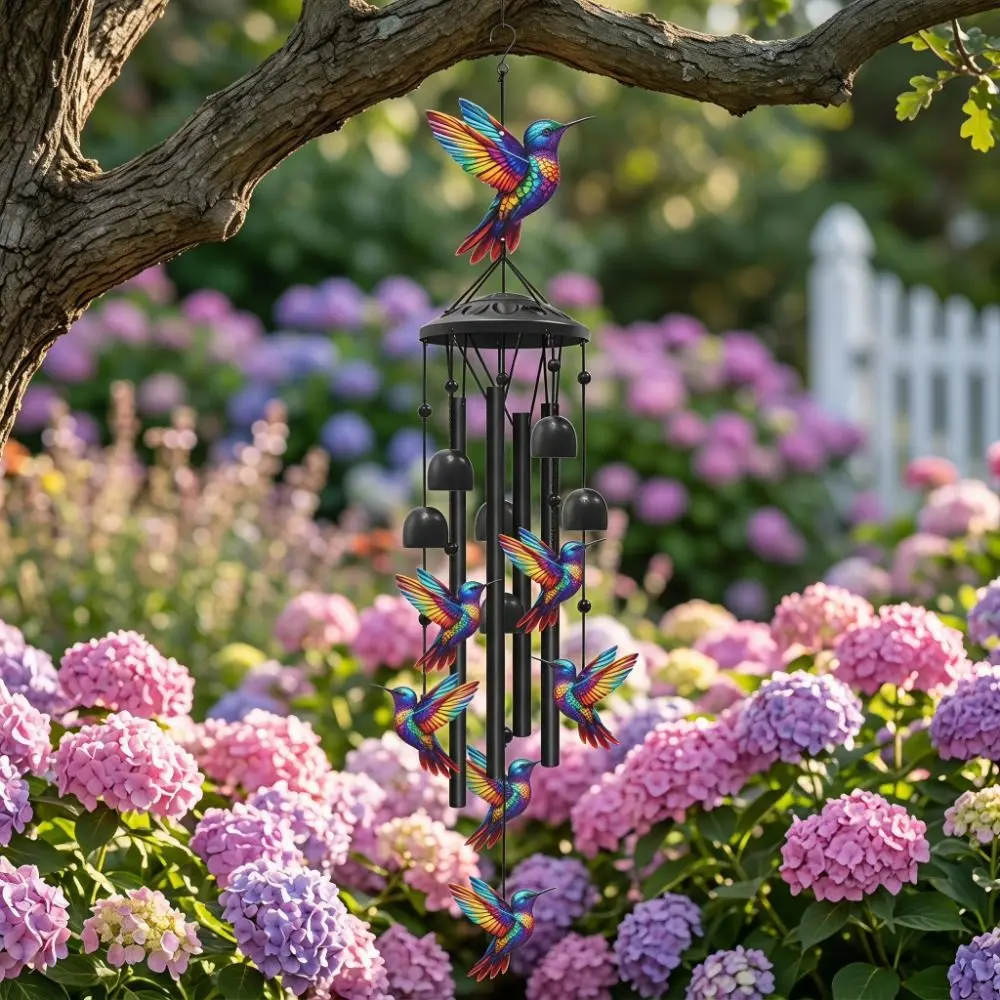 Hanging Pendant Sunflower Butterfly Wind Chime Bird Metal Hummingbird Wind Chime Elegant Decoration Garden Wind Chimes Courtyard