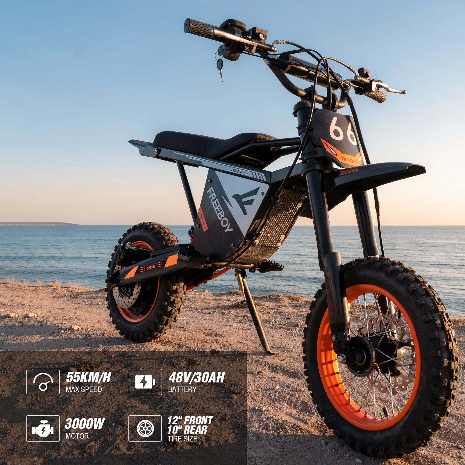

3000W Electric Dirt Bike for Adults 34MPH, Off-Road Electric Motorcycle 48V 30Ah, Long-Range E-Motorcycle with Hydraulic Disc Brakes and Dual Suspension