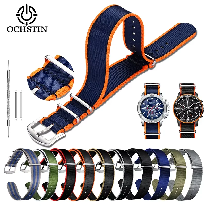 High Quality Seatbelt Nylon Watch Strap 20/22/24mm Universal Type Sports Troops Parachute Pilot Military Nylon Watch Bands +Box