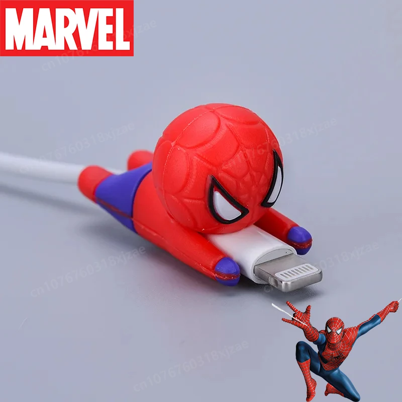 

Disney Spider-mans USB Protective Comic Figures Super Silicone Data Cable Bite Protect Character Modeling Decoration Toys Gifts