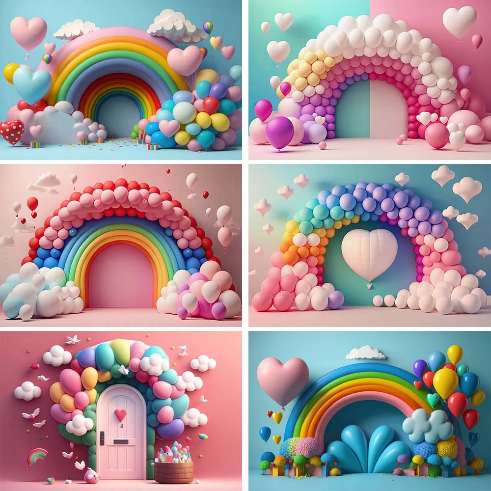 

Mocsicka Arch Balloon Boy Girl Photography Backdrop Kids Birthday Party Decor Cake Smash Background Photo Studio Photocall Props